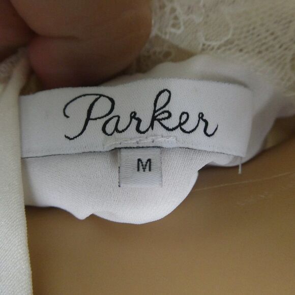 Parker Joanie Cold Shoulder Blouse Lace Billow Sleeve V Neck White Medium Top - Picture 6 of 11